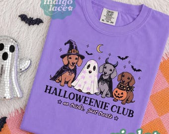 Dachshund Ghost Shirt, Ghost Wiener Dog Halloweenie Shirt, Comfort Colors Halloween Shirt, Funny Dachshund Tee, Weenie Dog Lover Gift