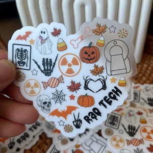 Halloween Radiology Waterproof Sticker for tumbler or laptop, gift for rad tech, radiology technologist sticker, Spooky radiologist sticker