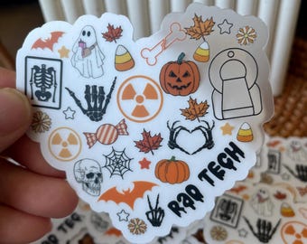 Halloween Radiology Waterproof Sticker for tumbler or laptop, gift for rad tech, radiology technologist sticker, Spooky radiologist sticker