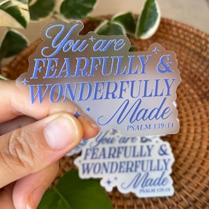 Christian Stickers, Waterproof sticker for Bible, Jesus Sticker, Faith Scripture Sticker, Bible Verse Sticker for Laptop Tumbler, Pslam 139 CLEAR Sticker