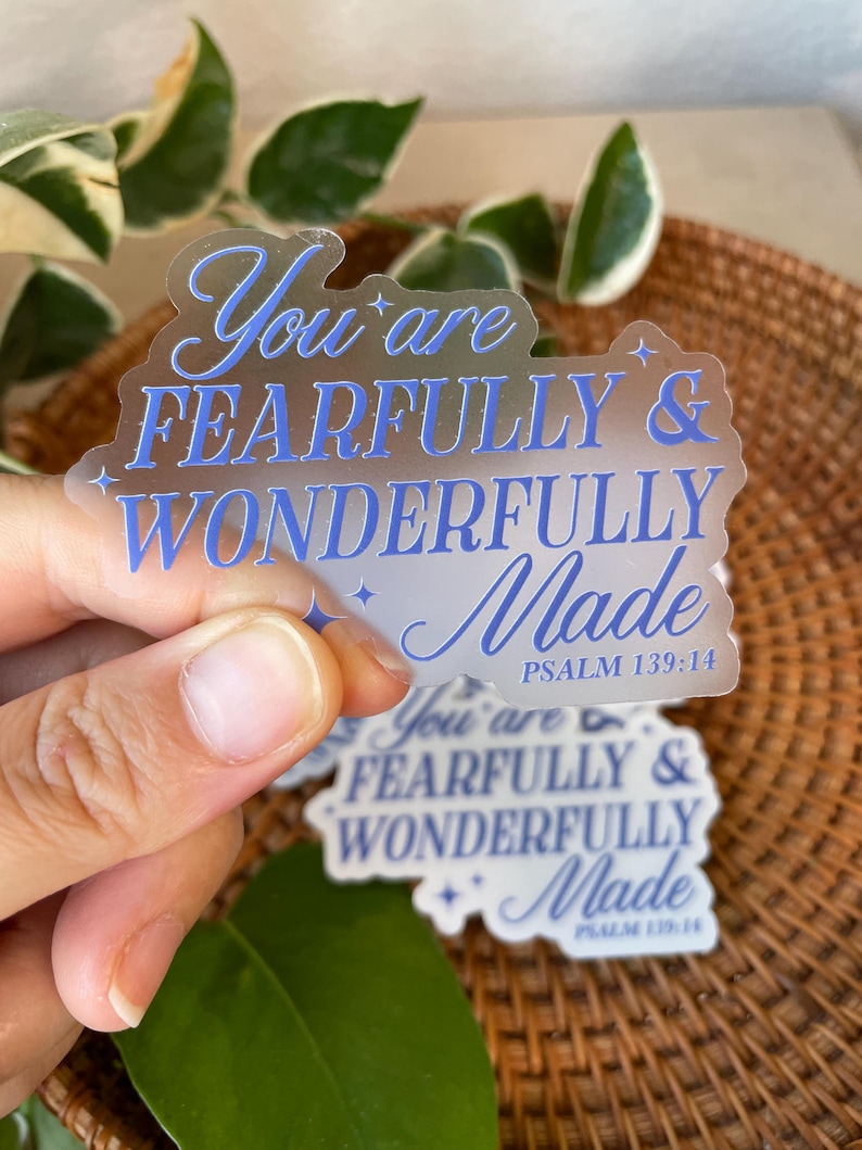 Christian Stickers, Waterproof sticker for Bible, Jesus Sticker, Faith Scripture Sticker, Bible Verse Sticker for Laptop Tumbler, Pslam 139 CLEAR Sticker