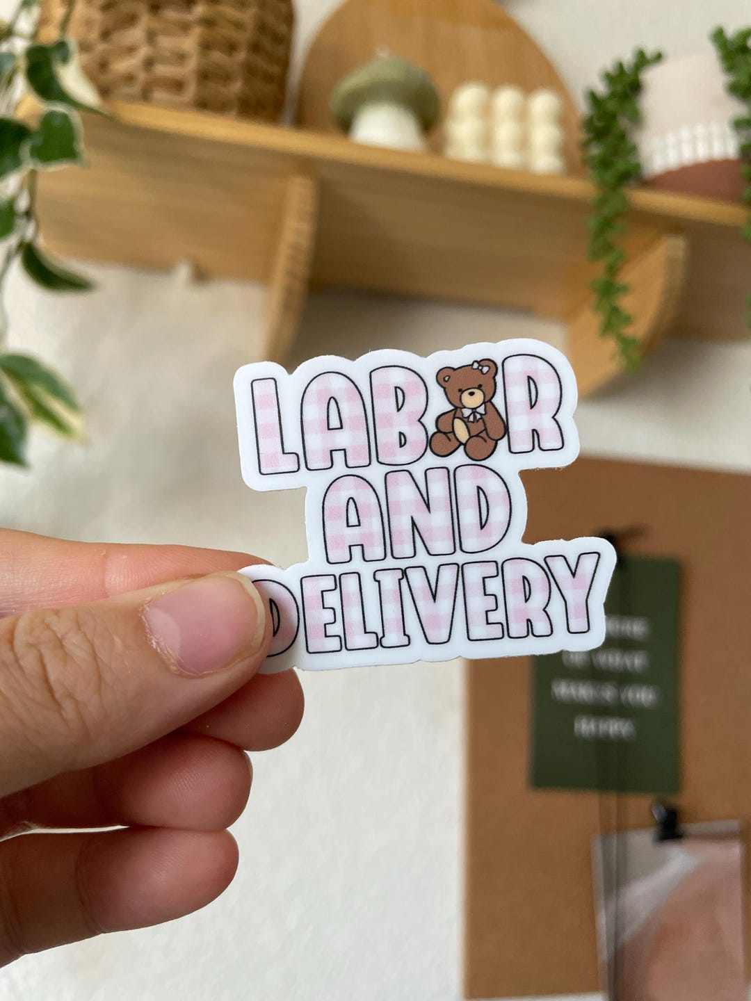 Labor and Delivery Nurse Sticker Cute L&D Nurse Sticker Pink Gingham LD ...
