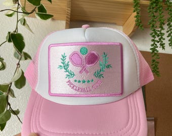 Embroidered Pickleball Patch Trucker Hat, Gift for Pickleball Player, Pickleball Hat for Women, Pickleball Mom Cap, Cute pickleball hat