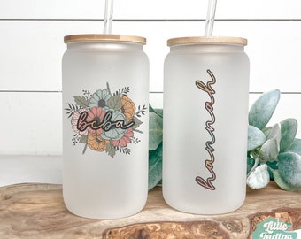 bcba coffee tumbler, Floral BCBA cup, gift for behavior analyst, bcba glass can, behavior therapist mug, Aba Rbt Tumbler for iced coffee