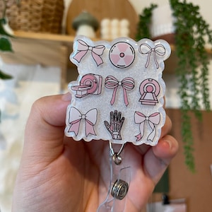 Coquette Radiology Badge Reel, Xray Tech Badge, Pink Bow MRI Tech, Ct Tech Retractable badge, X-ray Technologist Gift, Rad Tech Week Gift