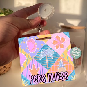 Beach Badge Buddy, MD Badge Buddy, Xray Badge Backer Holder, Laboratory badge MLT MLS, Colorful Hospital Badge Buddy Custom, Nurse Badge