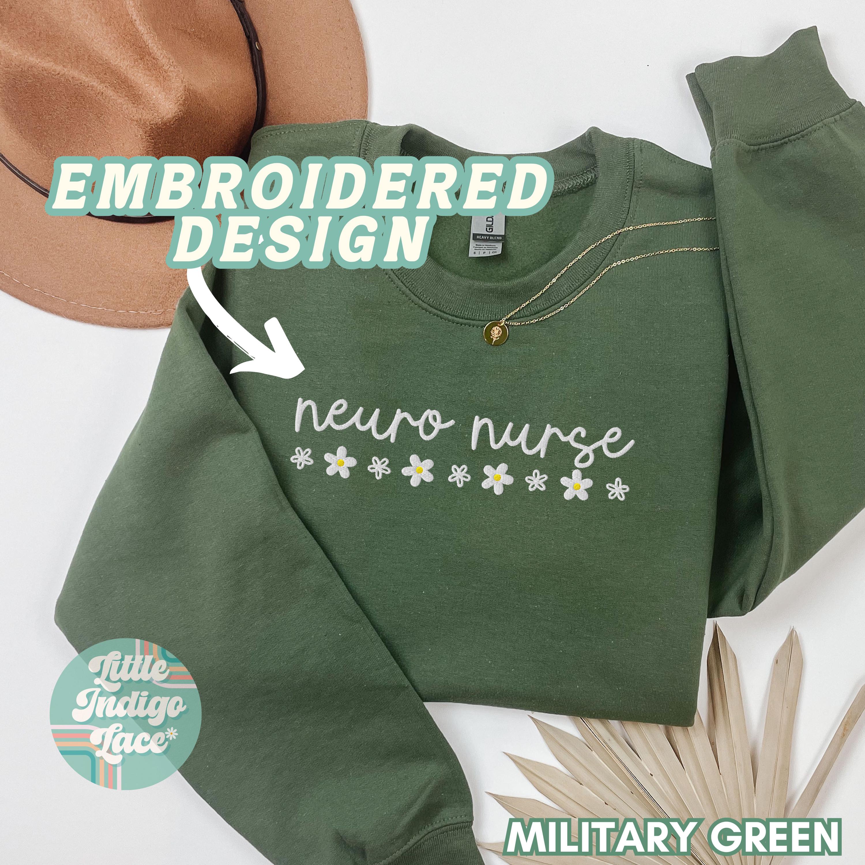 Embroidered Neuro Nurse Sweatshirt, Neurology Sweater, Neuro Psych ICU Rn Crewneck, Gift for Neuroscience Grad, Neuro NP, Brain Nurse