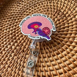 Anatomical Brain Badge Reel, Neuro Badge Reel, Gift for Neurology Unit Nurse, Neurologist Badge Reel, Neuro ICU Swivel Badge Reel