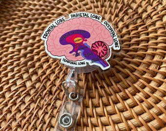 Anatomical Brain Badge Reel, Neuro Badge Reel, Gift for Neurology Unit Nurse, Neurologist Badge Reel, Neuro ICU Swivel Badge Reel