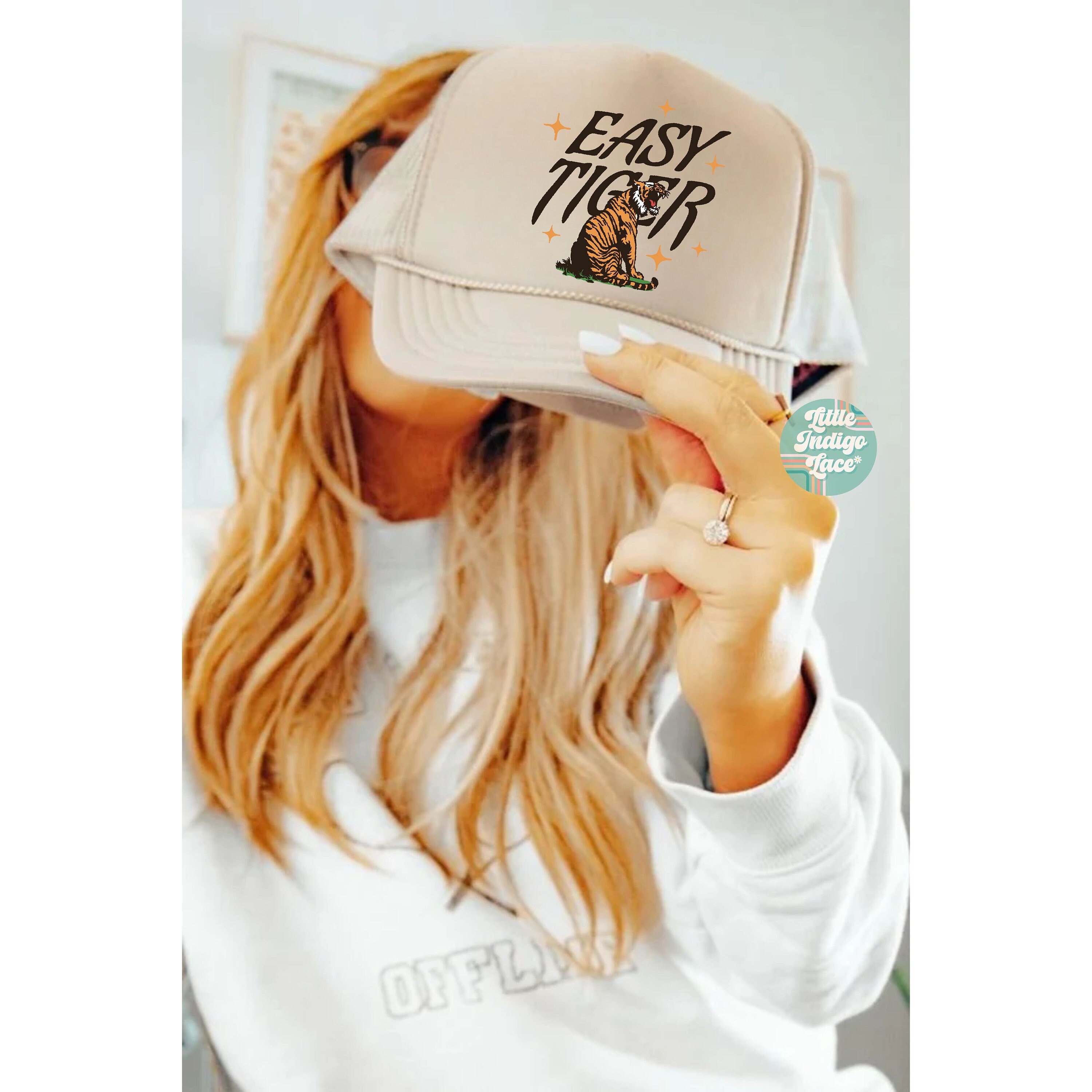 Easy Tiger Trucker Hat Vintage Inspired Aesthetic Retro Trucker
