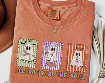 Halloween OT Shirt Comfort Colors, Occupational Therapist Shirt, Gift for Occupational Therapy Student, Spooky OT Tee, Ghost Peds OT T-shirt