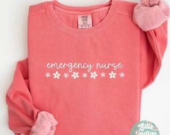 Emergency Department Comfort Colors Sweatshirt Minimal Emergency Nurse Sweatshirt Gift for ED Nurse Emergency Rn Crewneck Registered Nurse