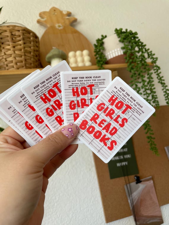 Hot Girls Read Sticker, Funny Bookish Sticker, Library Card Sticker, Gift for Book Lover, Smut Reader Waterproof Sticker, Spicy Book Club