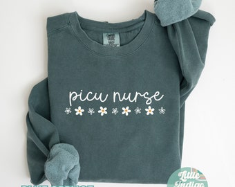 PICU Nurse Sweatshirt Comfort Colors, Pediatric Intensive Care Unit Nurse Sweater, Gift for PICU Nurse, Peds Unit Nursing Crewneck