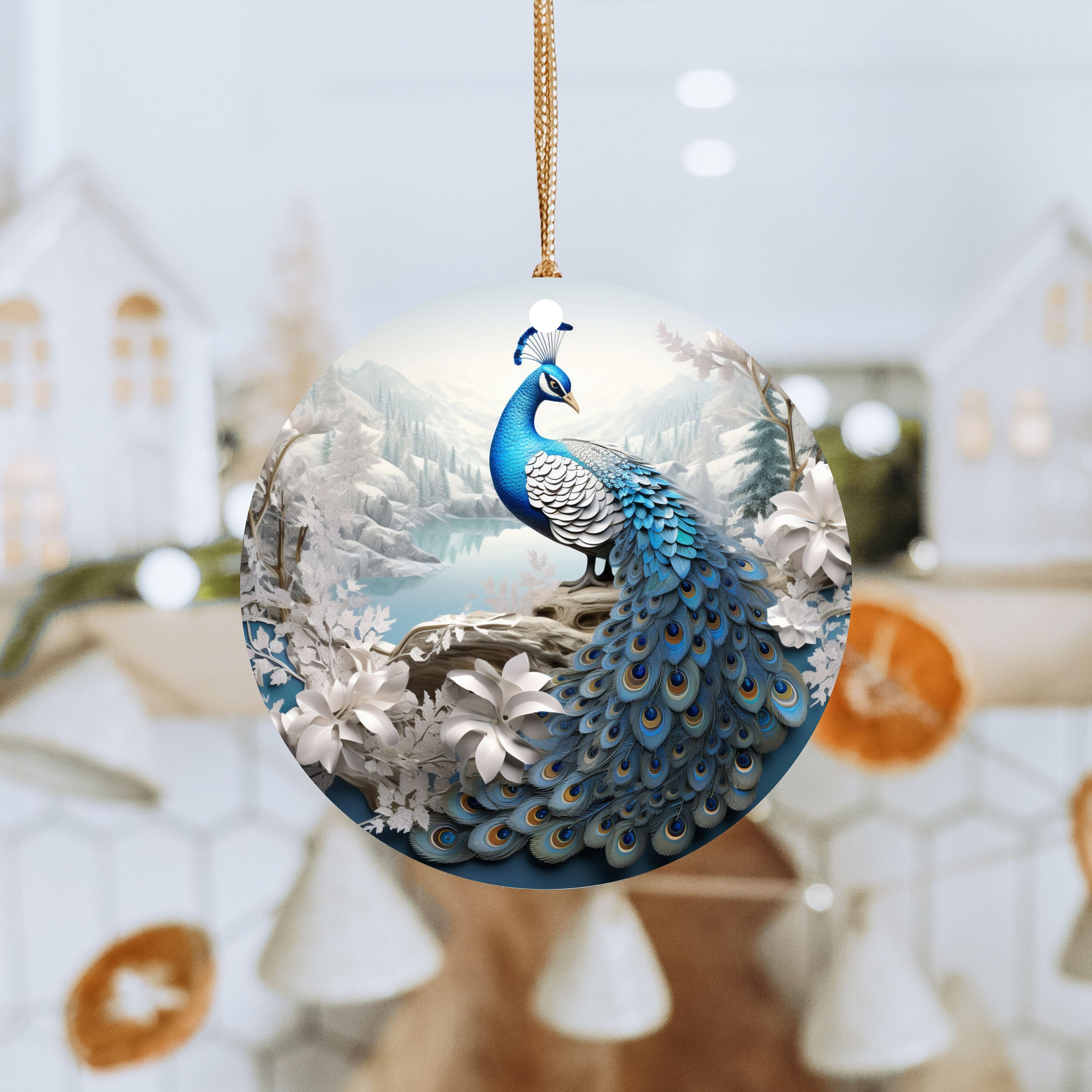 Peacock Christmas Ornament Snow Peacock Ornament 2023 Winter Peacock Ornament for Christmas Gift for Peacock Lover Etsy