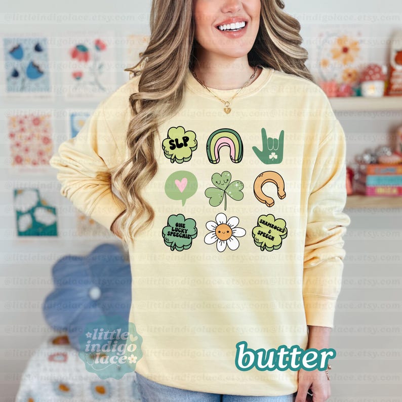 St Patricks Day SLP Sweatshirt, Speech Therapist St Patrick's Sweater, SLP Crewneck, SLPA Shamrock Sweater, Speech Pathology Sweater image 4