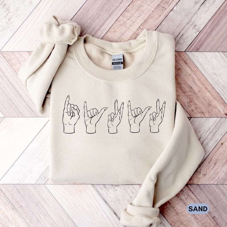 ASL Sweatshirt Funny, Gift for ASL Teacher, American Sign Language Crew ...