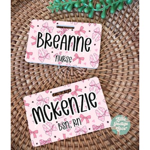 Coquette ER Badge Name Tag, Personalized Name Tag, NICU Nurse Badge Accessory, Pediatric Unit Badge Backer, Icu Nursing Rn Pa Ma CCRN