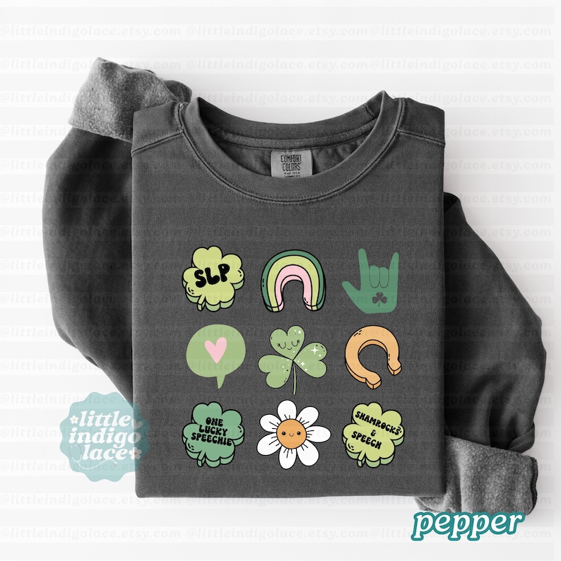 St Patricks Day SLP Sweatshirt, Speech Therapist St Patrick's Sweater, SLP Crewneck, SLPA Shamrock Sweater, Speech Pathology Sweater image 5