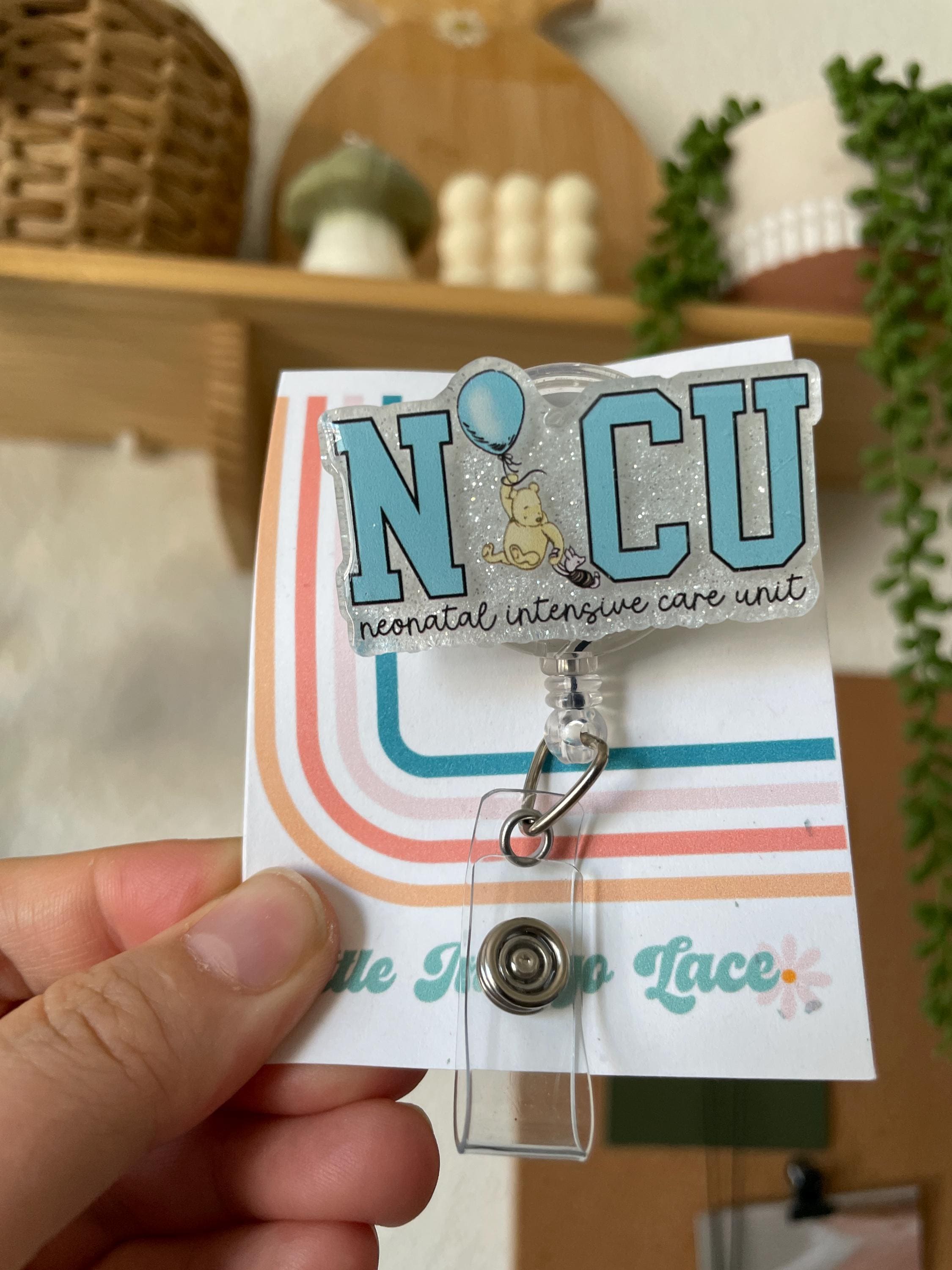 Classic Pooh NICU Nurse Badge Reel, Gift for Neonatal ICU Nurse, Blue Neonatal Intensive Care Unit Nurse Badge Reel, Nicu Rn, Nicu Tech Grad
