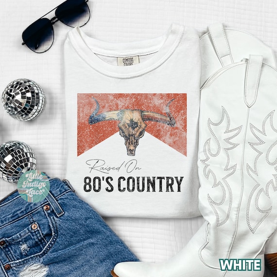 Distressed vintage style raised on 80s country tshirt, oversized country concert shirt, western cowgirl style t-shirt, nashville girls trip
