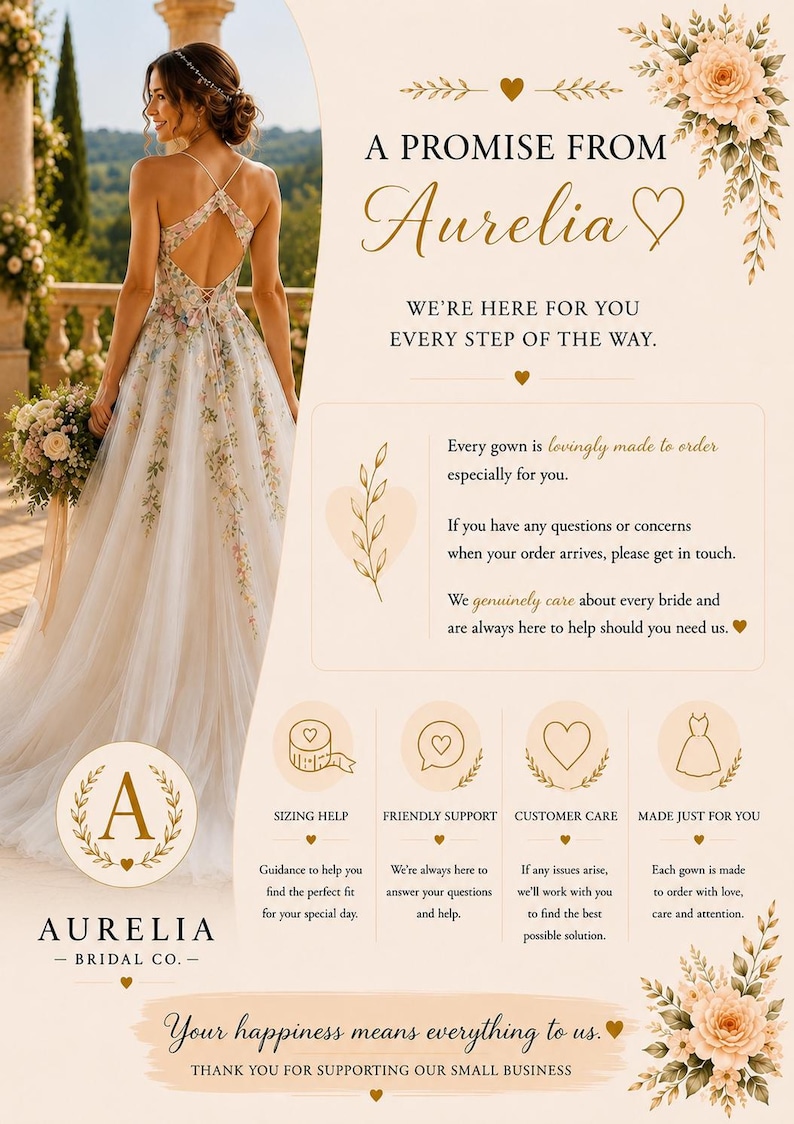 Brautkleid mit Wildblumenstickerei | A-Linien-Brautkleid aus Tüll | (Maßanfertigung) Bild 10