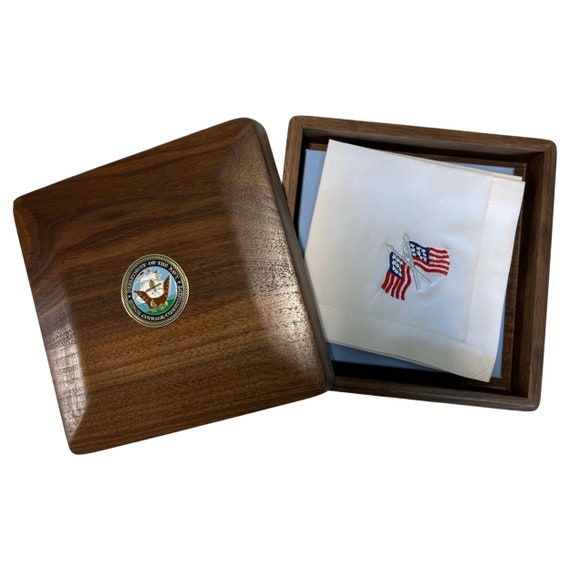 U.S. Navy Coin Keepsake Memory Box | Customizable for Retirement | Change of Command | Commissioning | Promotion | Memorial