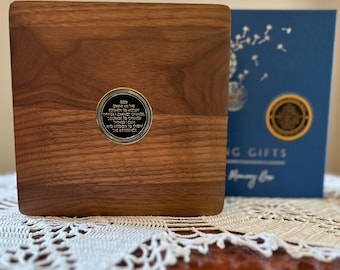 Serenity Prayer Keepsake Box in Walnut– Sober & Recovery Gift with Custom Chip, God Box