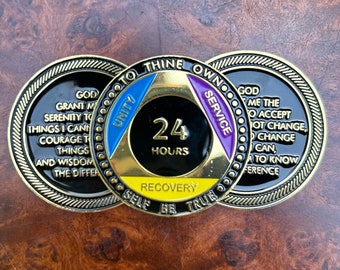 Serenity Prayer AA Medallion: Addiction Recovery Gift, Sobriety Coin
