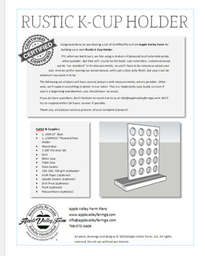 Kcup Holder Downloadable Plans Etsy