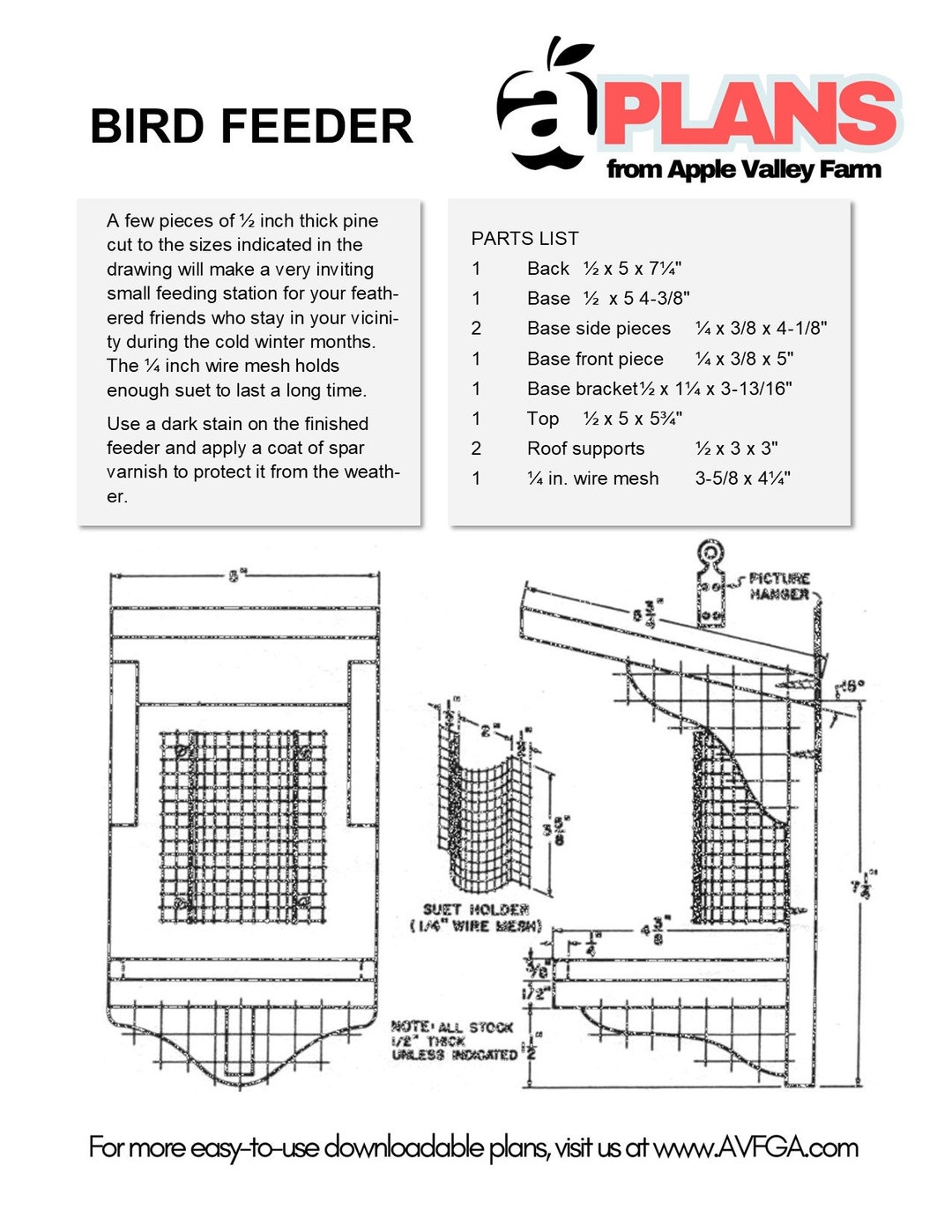 Simple Bird Feeder Downloadable Plans - Etsy