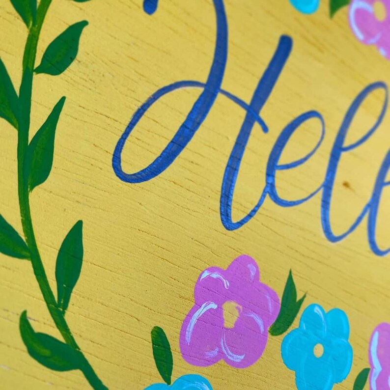 Hellur Round Handpainted Wood Door Hanger Sign From Madea Etsy