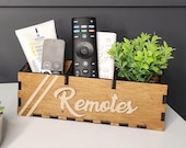 Handmade Wooden Remote Control Holder Organizer: 3-Compartment Caddy