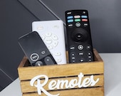 Small Wooden Remote Control Holder: Farmhouse Nightstand Organizer