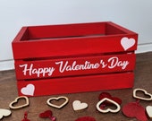 Valentines mini crate for tiered tray. Personalized wooden box for Valentine. Galentine gift. (5&quot;)