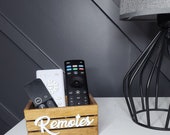 Small wooden remote control holder. Coffee table wood TV remotes control caddy. Nightstand organizer. 5&quot; Farmhouse decoration remote box