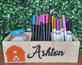 Personalized desk organizer. Pencil holder farm theme for kids. Christmas gift for kids.