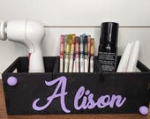 Personalized makeup organizer for preppy room decor.