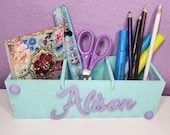 Personalized Wood Desk Organizer: Kids Pencil Holder.