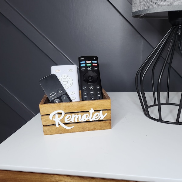 Small wooden remote control holder. Coffee table wood TV remotes control caddy. Nightstand organizer. 5" Farmhouse decoration remote box