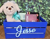 Playroom decor Box with Name. Kids wood storage crate. 12.5"
