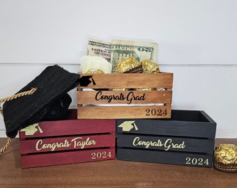 Mini crate for graduation gifts. Graduation money holder. Graduation decorations. 5"
