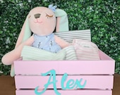 Wooden Baby Box: Personalized Nursery Organizer Basket for Newborn. 9"
