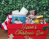 Wooden Christmas Eve Box for kids: Letters to Santa wood Basket.