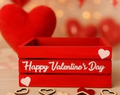 Valentines mini crate for tiered tray. Personalized wooden box (5")