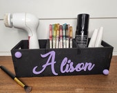Makeup organizer for preppy room decor. Aesthetic room decor