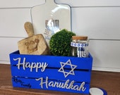 Hanukkah decor wooden crate. (9&quot;)