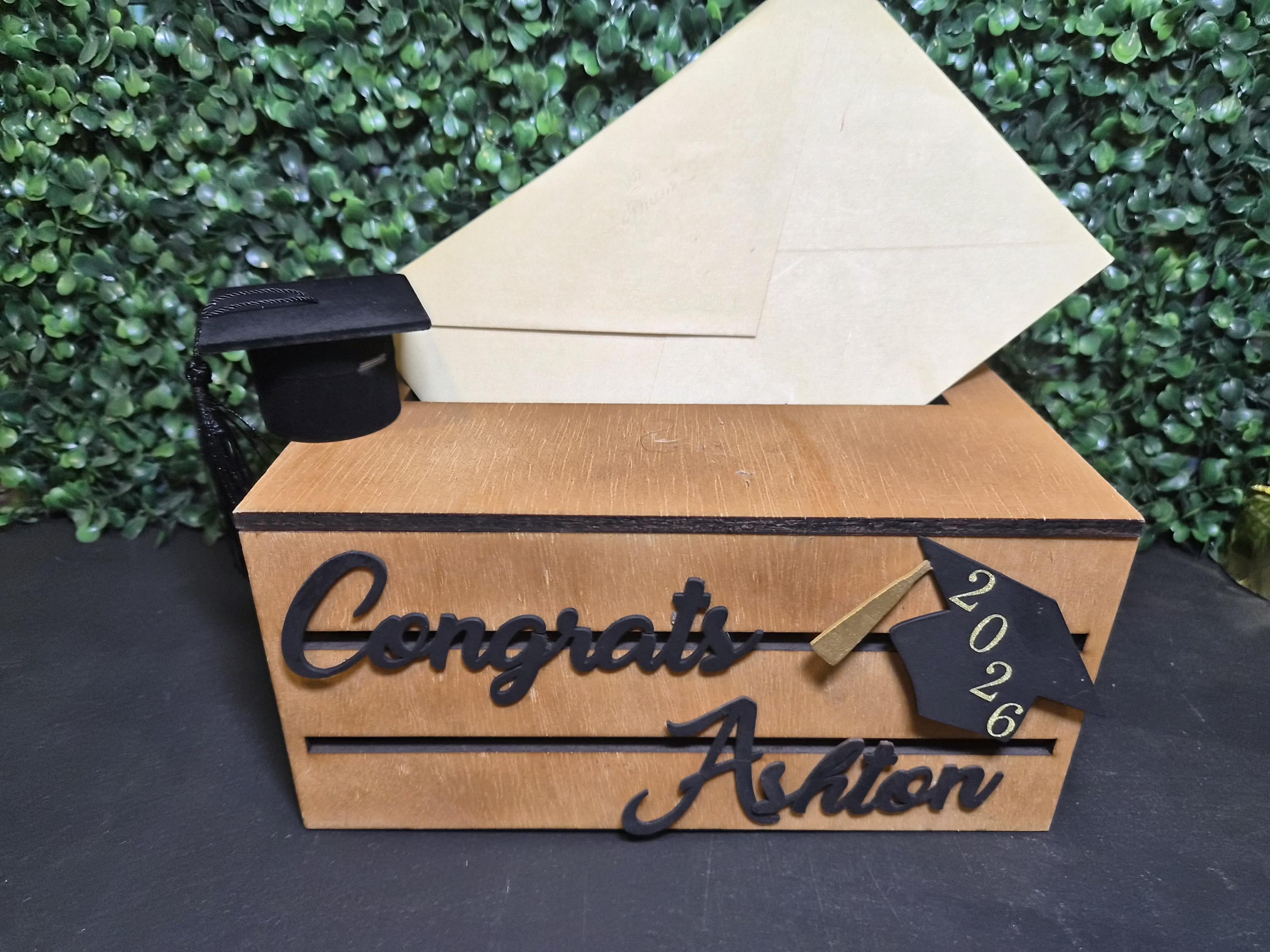 Craft and Heart - Personalized graduation card box. Custom wooden grad party decor. Craft and Heart - Personalized graduation card box. Custom wooden grad party decor.