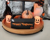 Spooky season mini crate. Tiered tray decor. Halloween trinket box. 5"