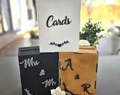 Wedding card box. Rustic wooden crate for wedding decorations.